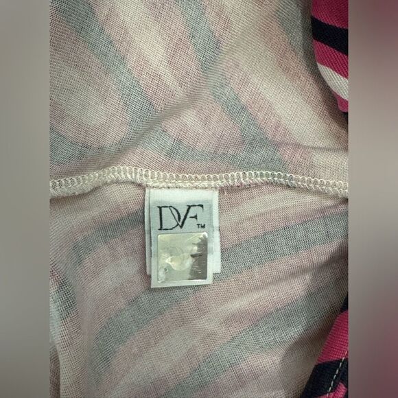 Diane Von Furstenberg Pink Black Stripe Wrap Silk Dress size 6 - Picture 9 of 16